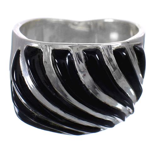 Southwest Genuine Sterling Silver Onyx Jewelry Ring Size 8 QX81369